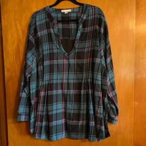 WOMAN WITHIN Brand, Flannel Tunic Top, Size 3X/30/32